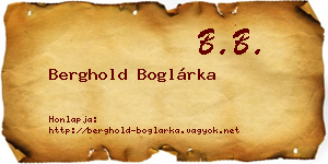 Berghold Boglárka névjegykártya